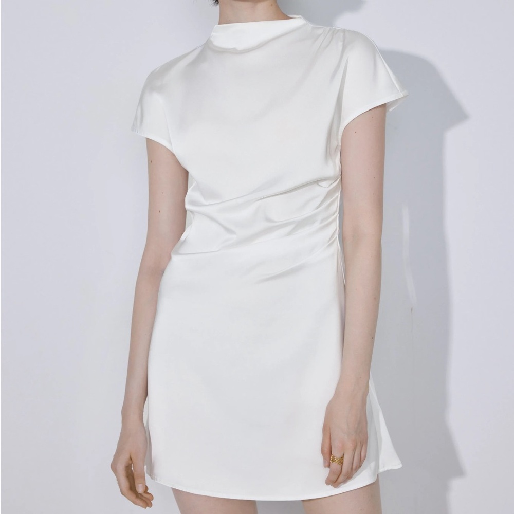 Elegant White Satin Dress